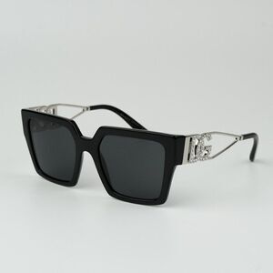 SALE! NEW D&G DG4446B 501/87 Black Silver Dark Gray Square Women Sunglasses